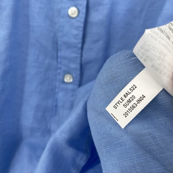 J.Crew Women's Size L Blue Linen Blend Button Up Long Sleeve Shirt NWT AL522 - Picture 10 of 10